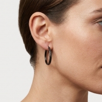 Oorringen &acirc;&euro;&ldquo; 30mm Ruitjes Patroon RVS Zilverkleur en Zwart Dames - Zwart -