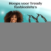 Oorringen &acirc;&euro;&ldquo; 30mm Ruitjes Patroon RVS Zilverkleur en Zwart Dames - Zwart -