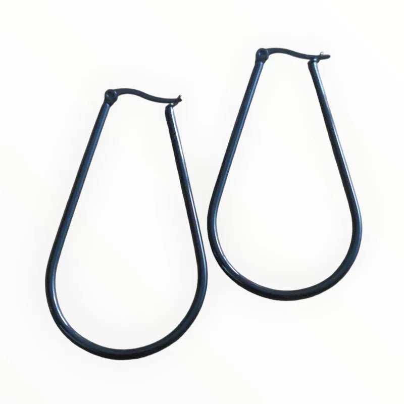 Stalen Oorringen Druppel Vorm - Zilverkleur / 45mm -
