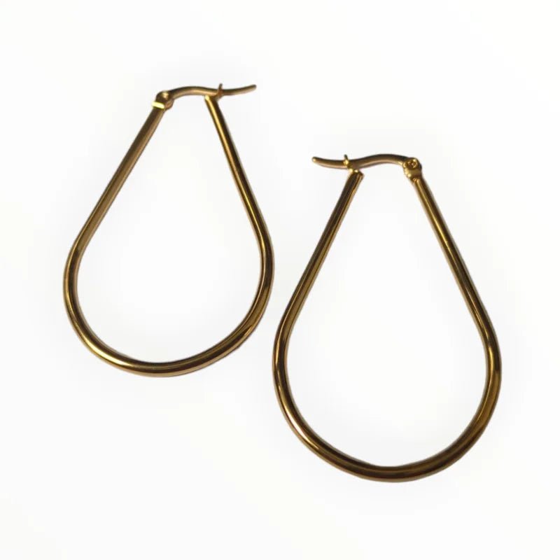 Stalen Oorringen Druppel Vorm - Zilverkleur / 45mm -