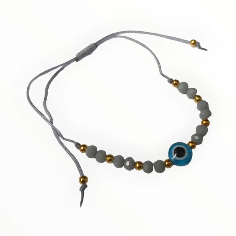 Verstelbare touw armbandje boze oog - Licht Blauw - Unisex