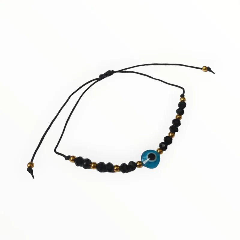 Verstelbare touw armbandje boze oog - Wit - Unisex