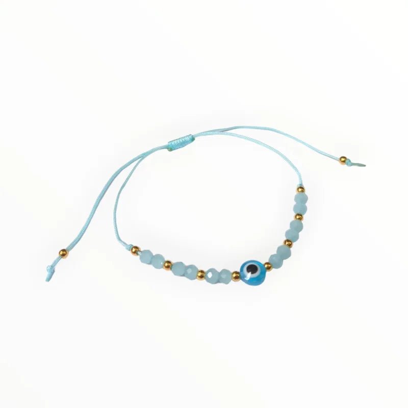Verstelbare touw armbandje boze oog - Turquoise - Unisex