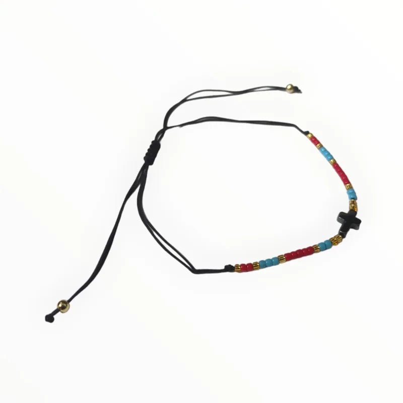 Handgemaakte Verstelbare Hematiet Armband - Zwart-Wit-Goud - Unisex