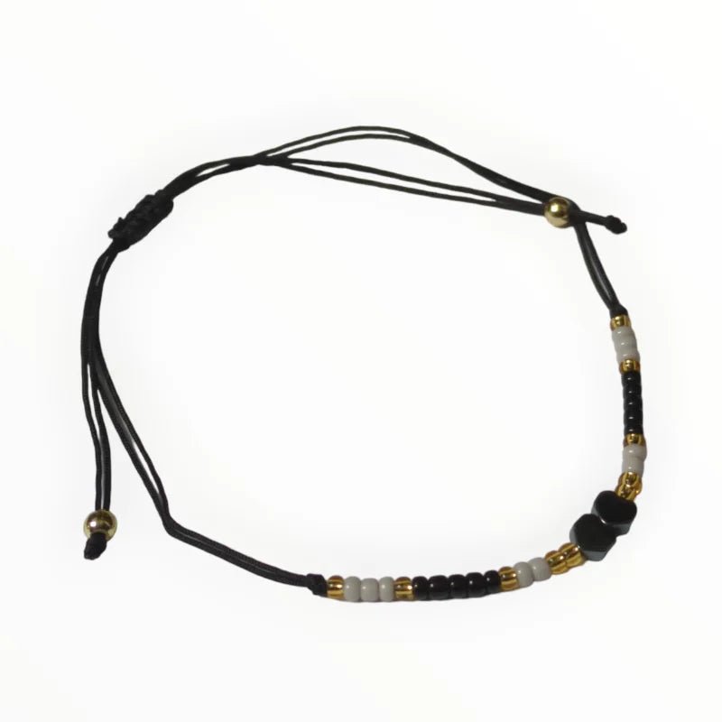 Verstelbare Armband Hematiet Hartjes natuursteen - Blauw-Rood-Goud - Unisex