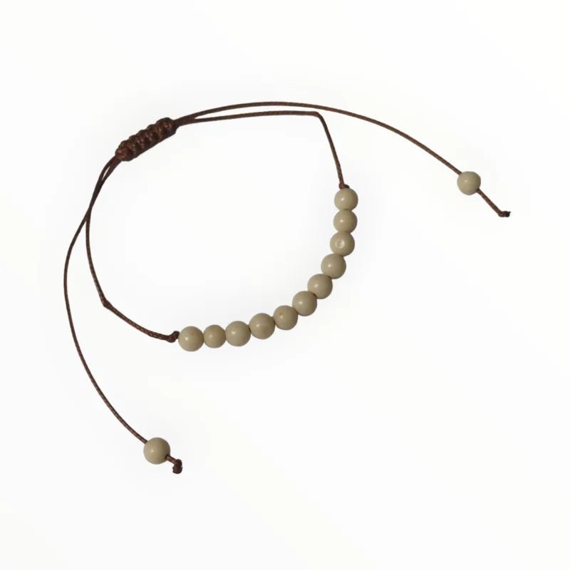 Verstelbare Natuursteen Armbandje - Wit Fossiel - Unisex