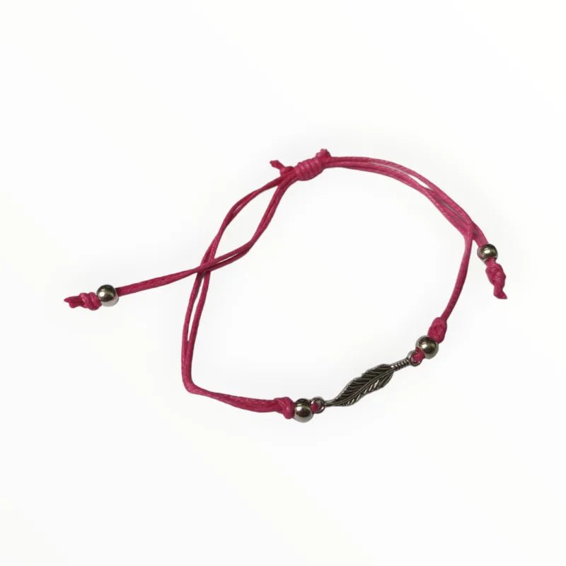 Zilverkleurige Veertjes Armband verstelbaar - Koraal - Unisex