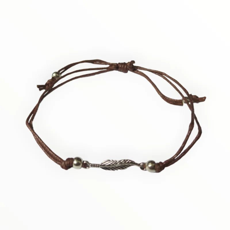 Zilverkleurige Veertjes Armband verstelbaar - Koraal - Unisex