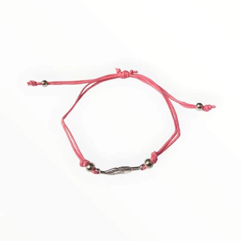Zilverkleurige Veertjes Armband verstelbaar - Rood - Unisex