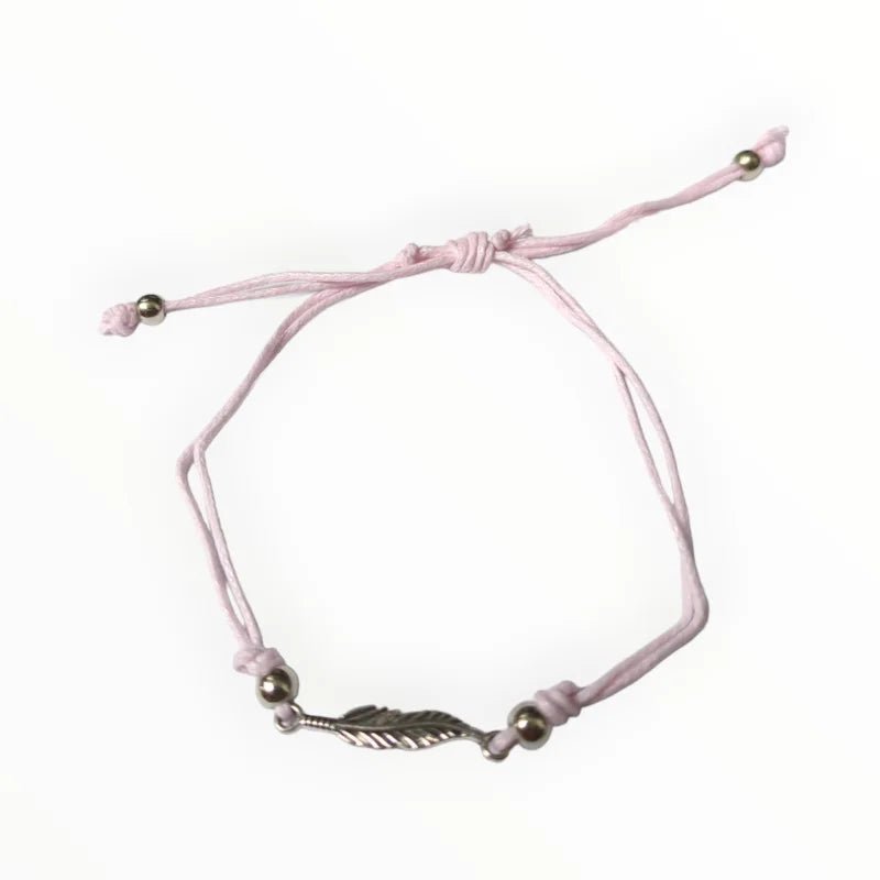 Zilverkleurige Veertjes Armband verstelbaar - Rood - Unisex