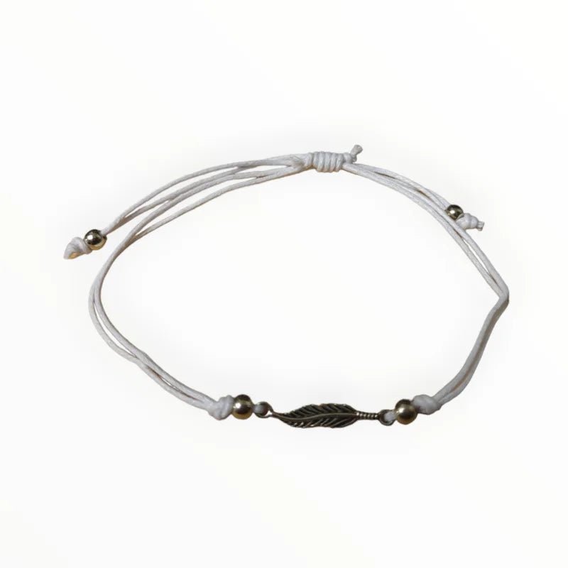 Zilverkleurige Veertjes Armband verstelbaar - Bruin - Unisex