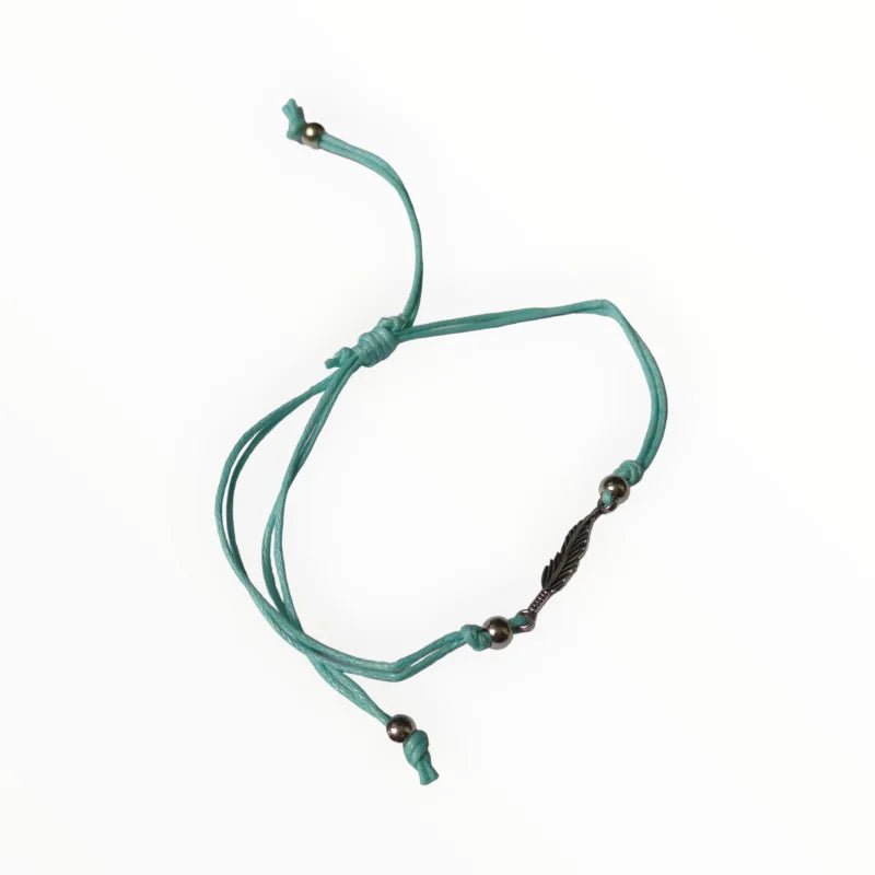 Zilverkleurige Veertjes Armband verstelbaar - Donker Blauw - Unisex