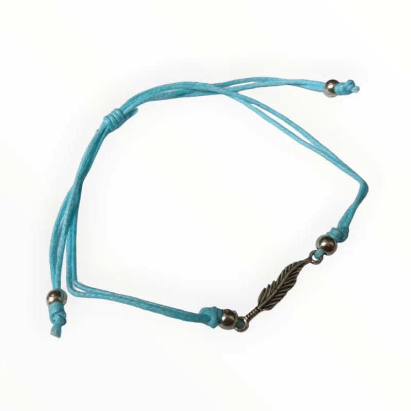 Zilverkleurige Veertjes Armband verstelbaar - Donker Blauw - Unisex