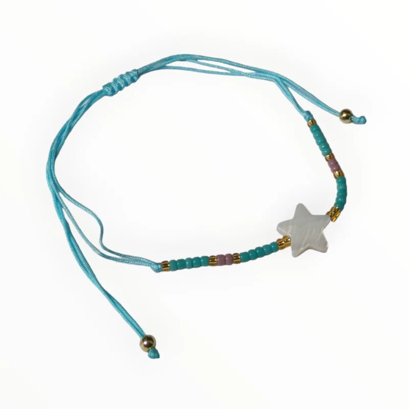 Verstelbare Armband Met Kraaltjes En Schelp Ster - Turquoise - Dames