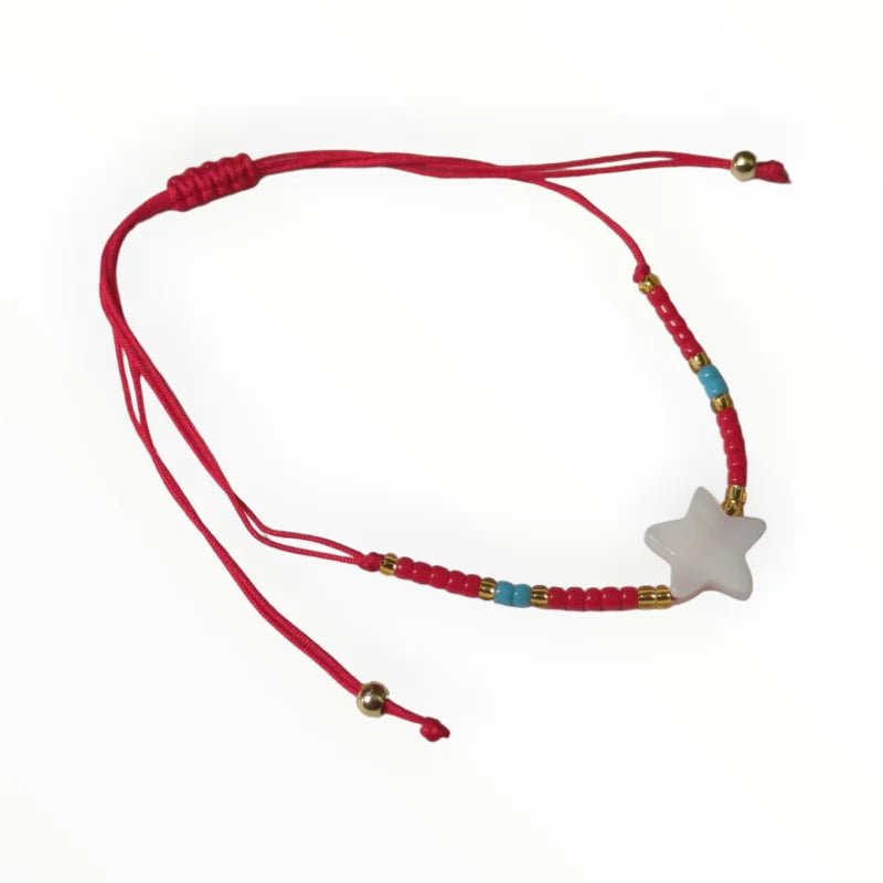 Verstelbare Armband Met Kraaltjes En Schelp Ster - Turquoise - Dames
