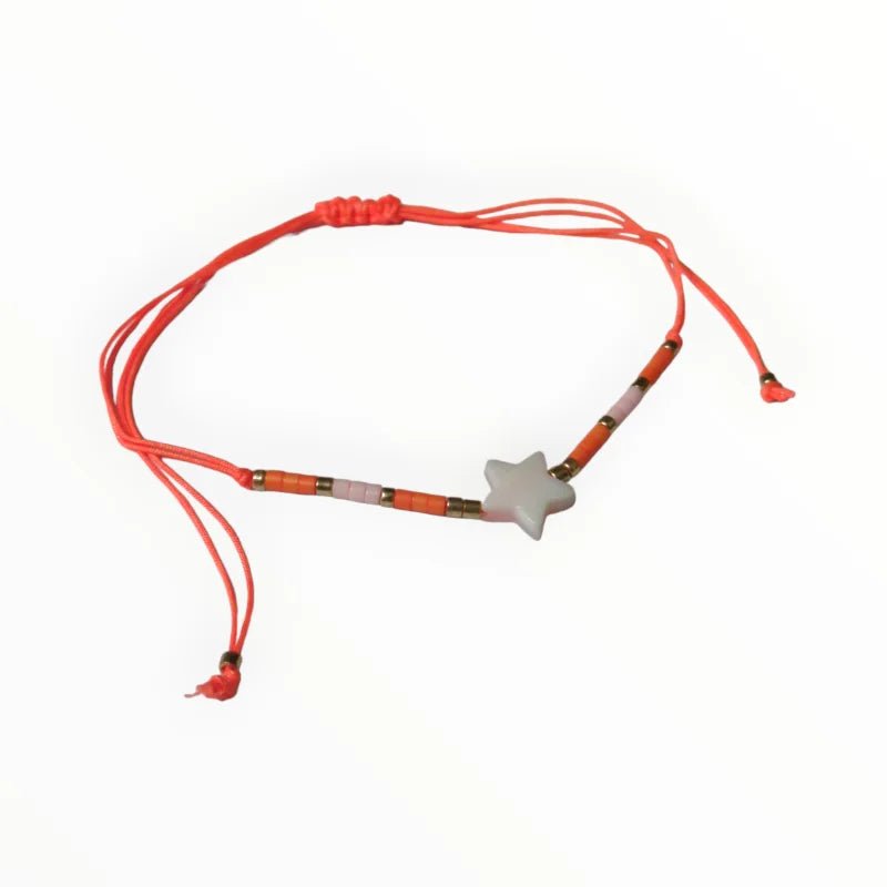Verstelbare Kralen Armband Met Ster En Schelp - Oranje - Unisex