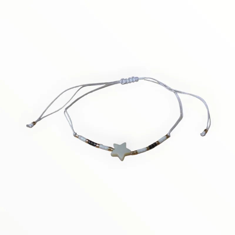 Verstelbare Kralen Armband Met Ster En Schelp - Oranje - Unisex