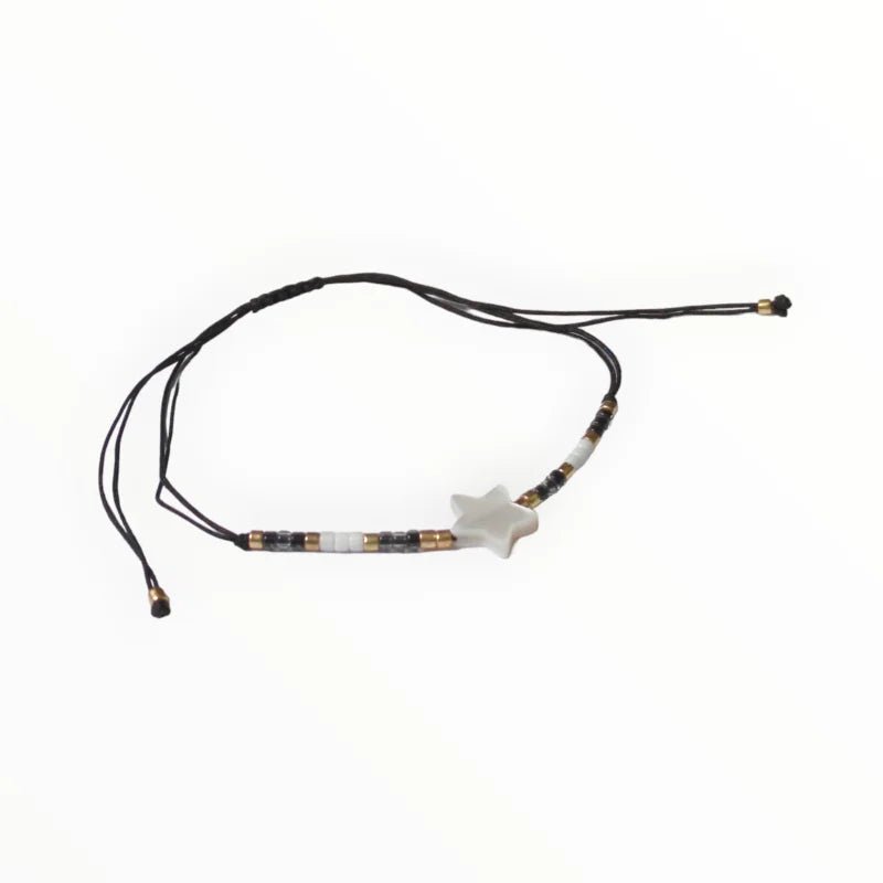 Verstelbare Kralen Armband Met Ster En Schelp - Roze - Unisex