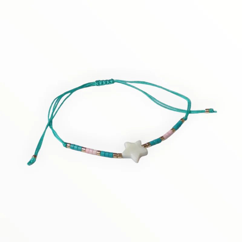 Verstelbare Kralen Armband Met Ster En Schelp - Zwart - Unisex