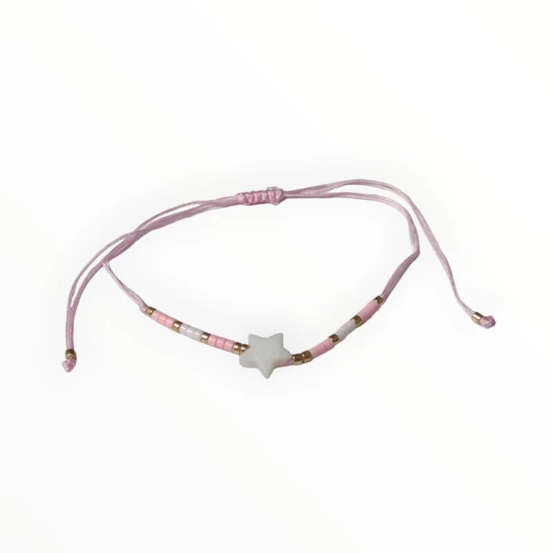 Verstelbare Kralen Armband Met Ster En Schelp - Zwart - Unisex