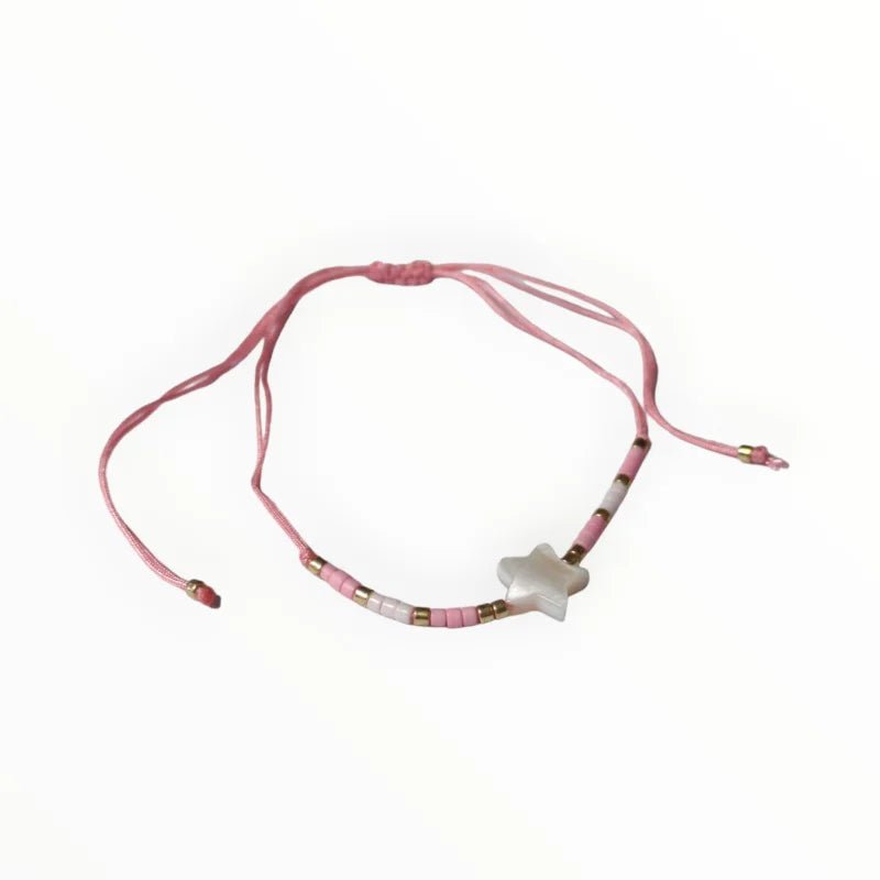 Verstelbare Kralen Armband Met Ster En Schelp - Zwart - Unisex