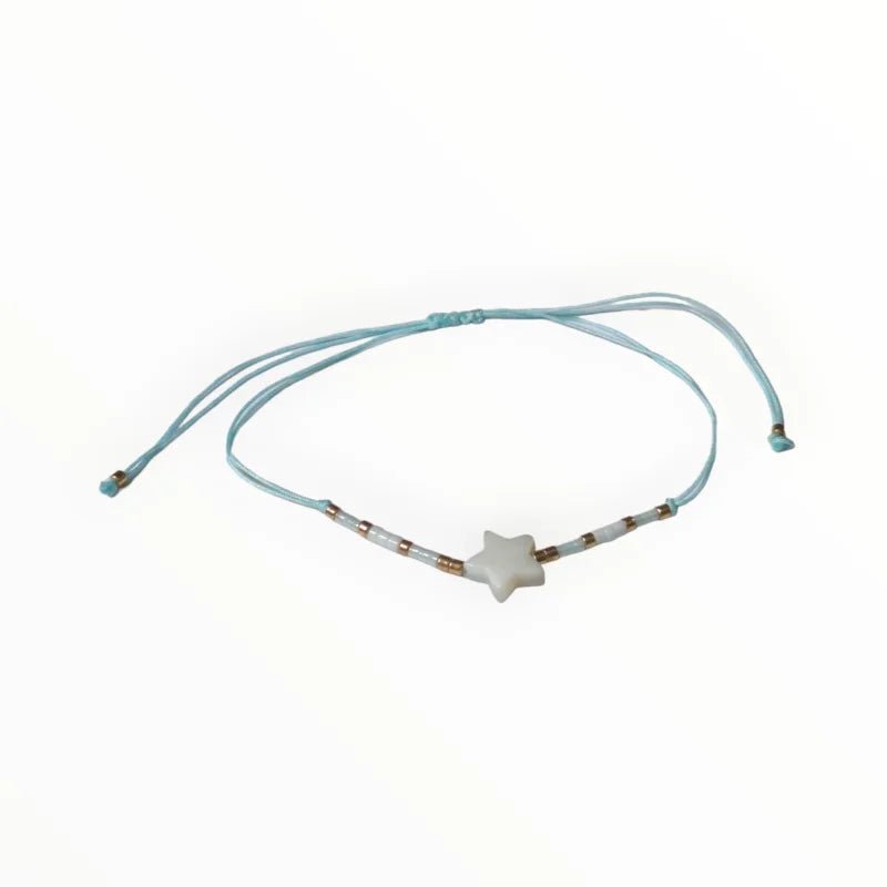 Verstelbare Kralen Armband Met Ster En Schelp - Zwart - Unisex