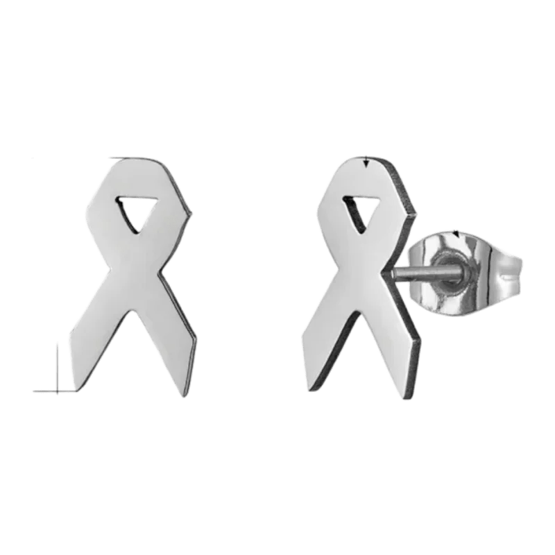 Pink Ribbon Oorbellen RVS - Zilverkleur -
