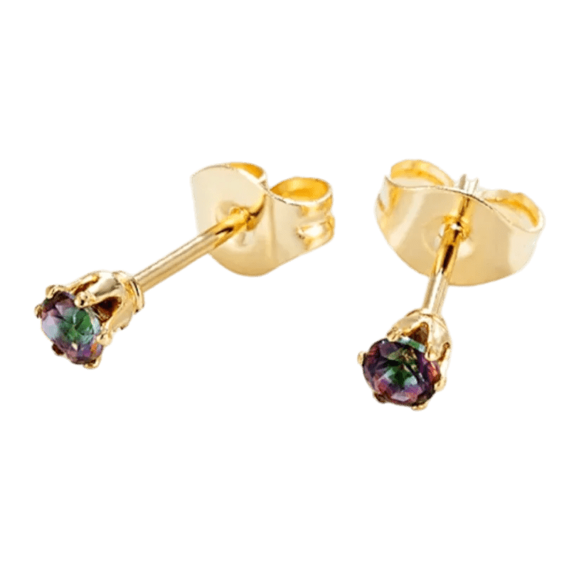 RVS zirkonia oorbellen multicolor en goudkleur - 5mm - Heren