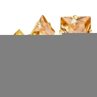 Goudkleurige Vierkante Oorbellen Met Champagne Zirkonia - 4mm -