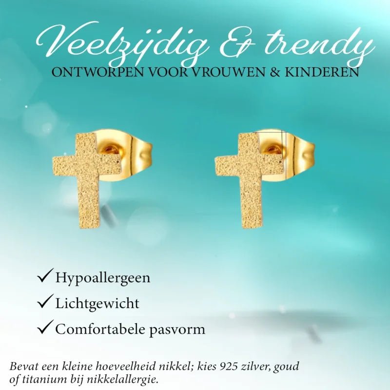 Matte RVS kruisjes Oorbellen 9x7mm - Zilverkleur -