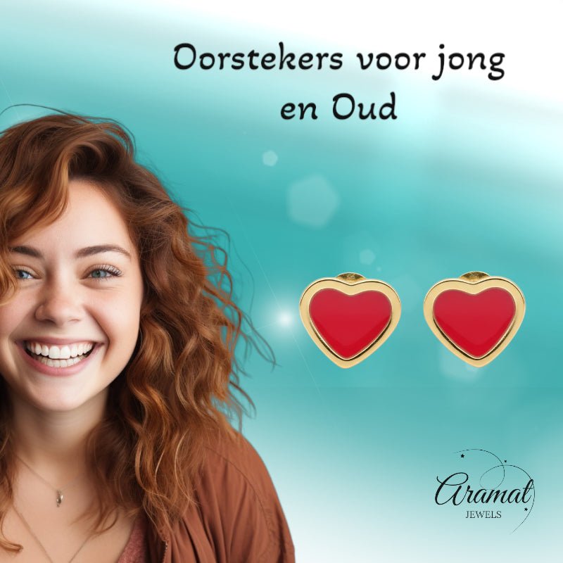 Hartjes Oorbellen In Roestvrij Staal Met Emaille - Licht Roze -
