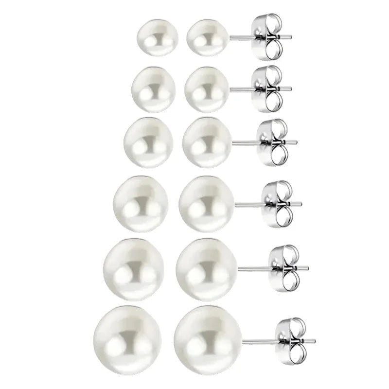 Stalen Witte Parel Oorbellen In Roestvrij Staal - 4mm -