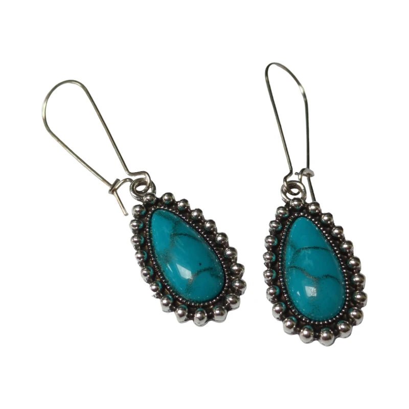 Boho Druppel Oorhangers met Steen - Wit -