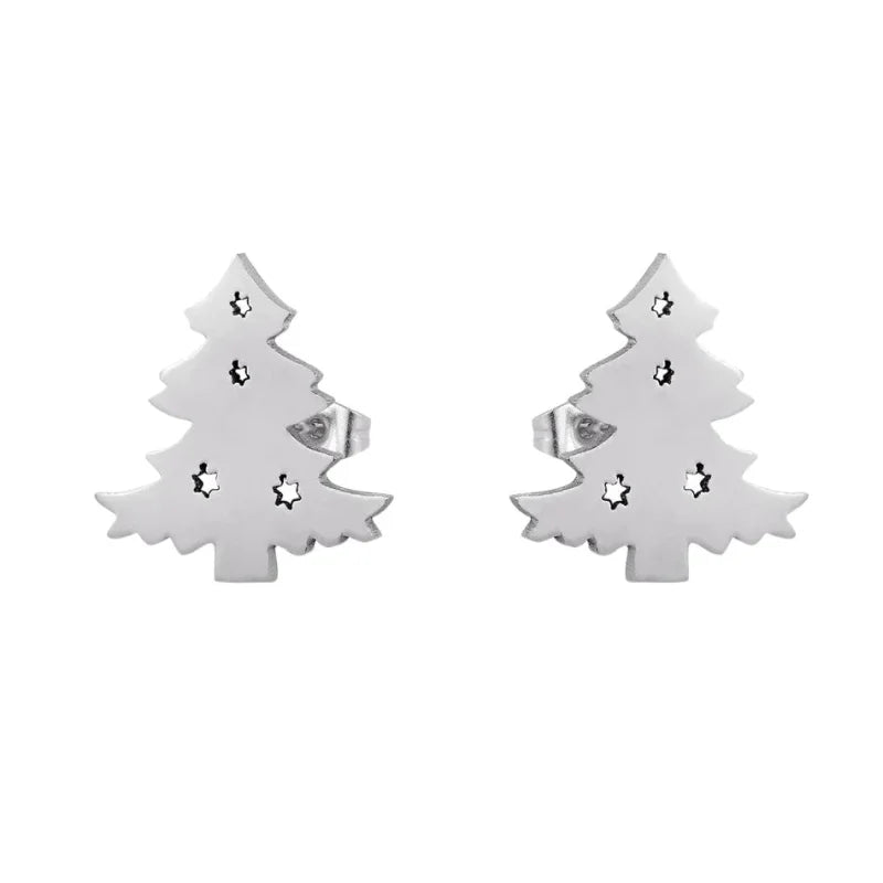 Kerst Oorbellen - Oorstekers In Kerstboomvorm - Zilverkleur -
