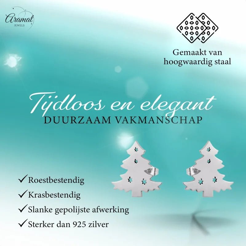 Kerst Oorbellen - Oorstekers In Kerstboomvorm - Zilverkleur -