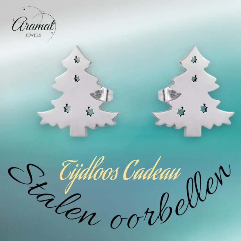 Kerst Oorbellen - Oorstekers In Kerstboomvorm - Zilverkleur -