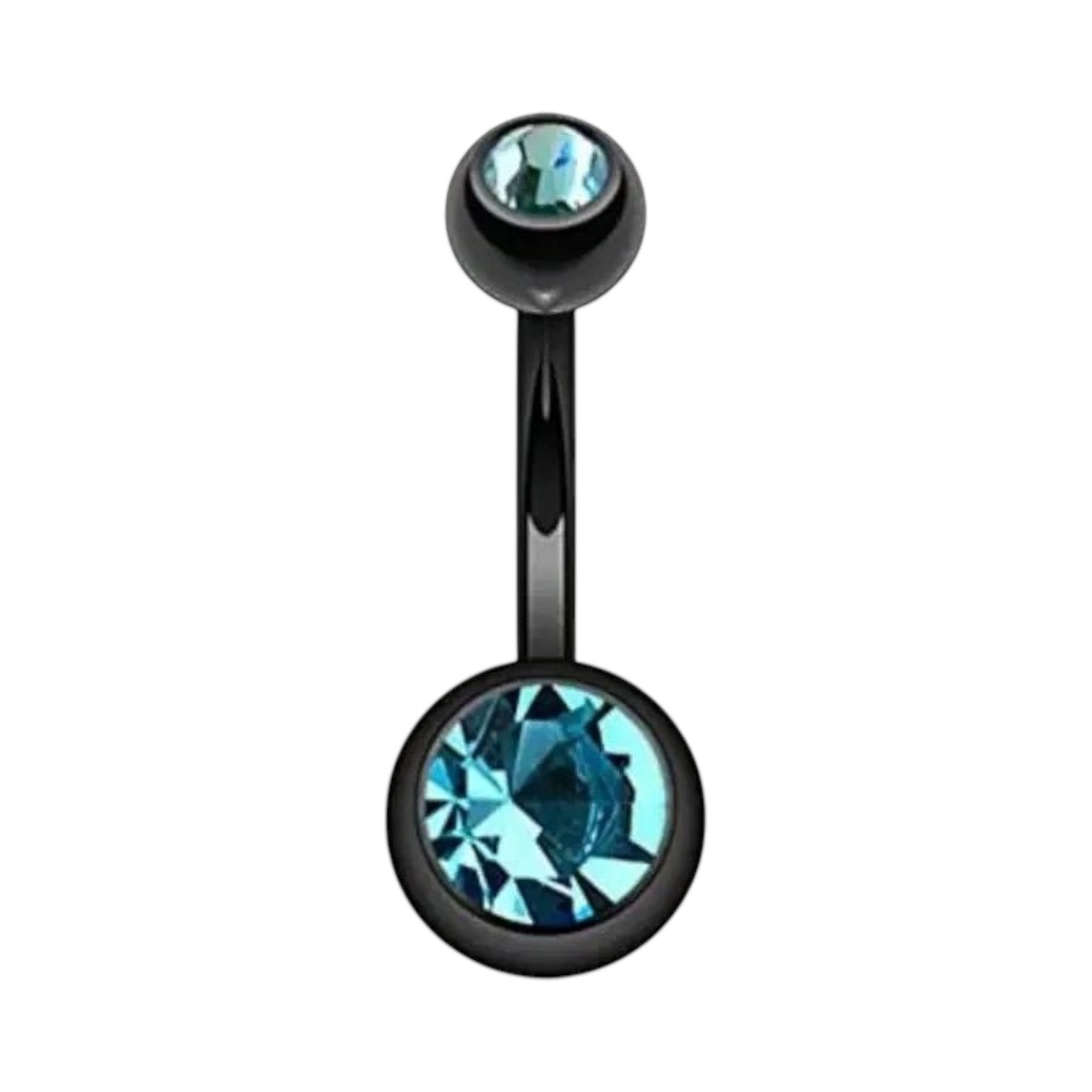 Stijlvolle zwarte Navelpiercing met Zirkonia - Aqua Blauw - Unisex