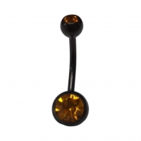 Stijlvolle zwarte Navelpiercing met Zirkonia - Aqua Blauw - Unisex