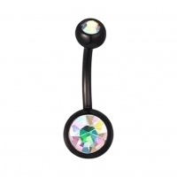 Stijlvolle zwarte Navelpiercing met Zirkonia - Aqua Blauw - Unisex