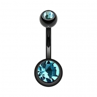 Stijlvolle zwarte Navelpiercing met Zirkonia - AB Transparant - Unisex