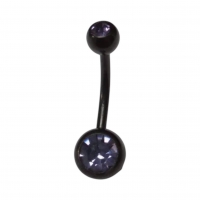 Stijlvolle zwarte Navelpiercing met Zirkonia - Rood - Unisex
