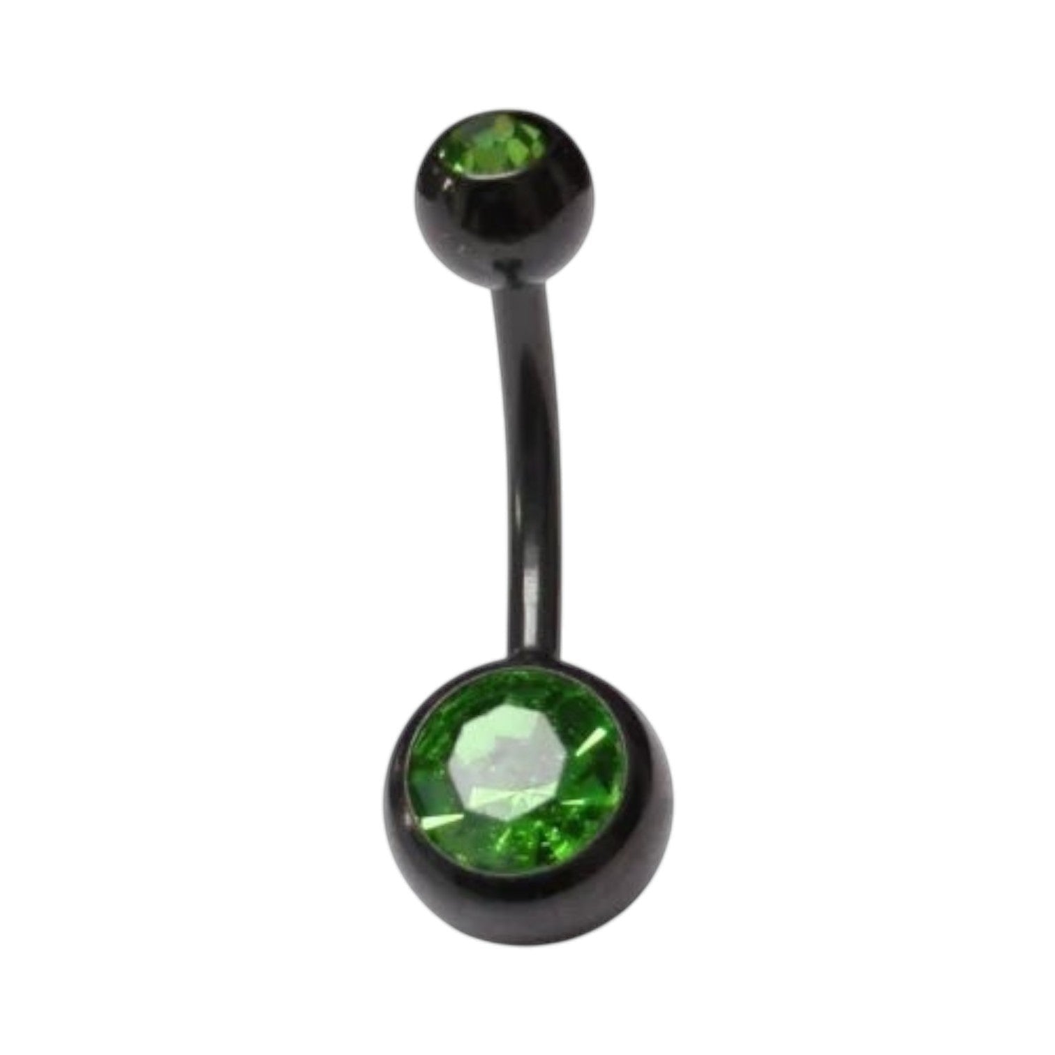 Stijlvolle zwarte Navelpiercing met Zirkonia - Groen - Unisex