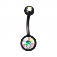 Stijlvolle zwarte Navelpiercing met Zirkonia - Groen - Unisex