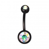 Stijlvolle zwarte Navelpiercing met Zirkonia - Licht Paars - Unisex