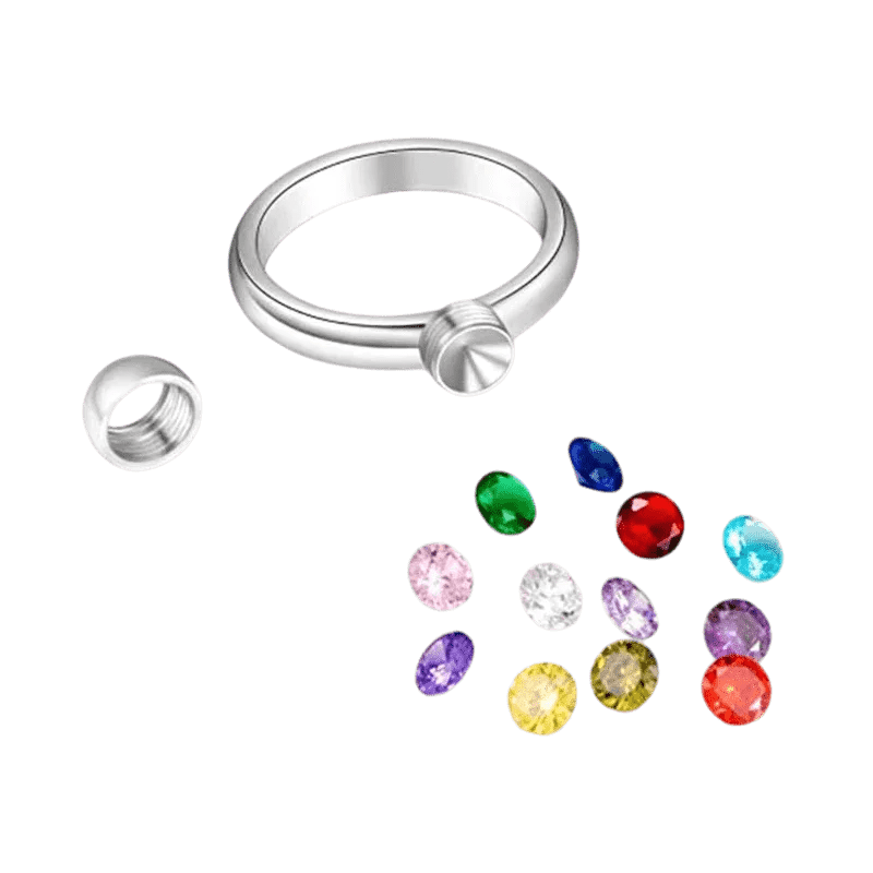 Stalen Ring met Verwisselbare Zirkonia &acirc;&euro;&ldquo; RVS - 18 -