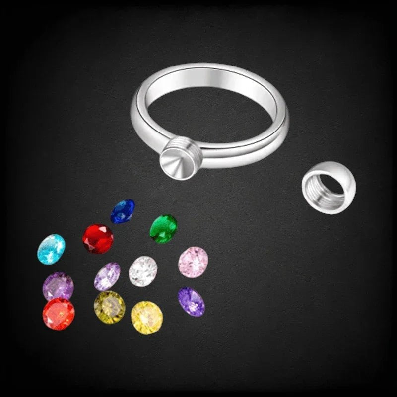 Stalen Ring met Verwisselbare Zirkonia &acirc;&euro;&ldquo; RVS - 17 -
