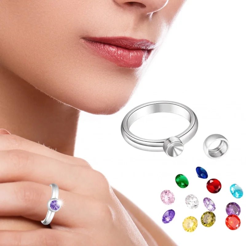 Stalen Ring met Verwisselbare Zirkonia &acirc;&euro;&ldquo; RVS - 21 -