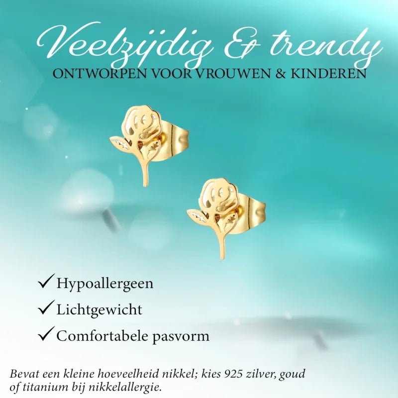 RVS Rozen Oorbellen 10x6mm &acirc;&euro;&ldquo; Stijlvol Bloemdesign - Multikleurig -