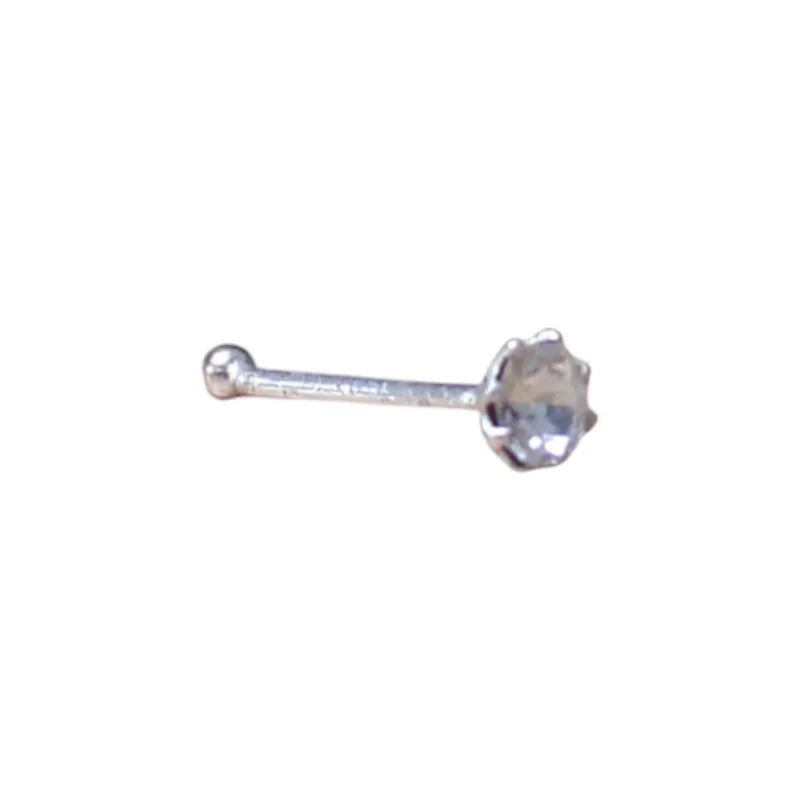 Zilveren Neuspiercing met Kristal Steentje 1.5mm - Transparant - Dames
