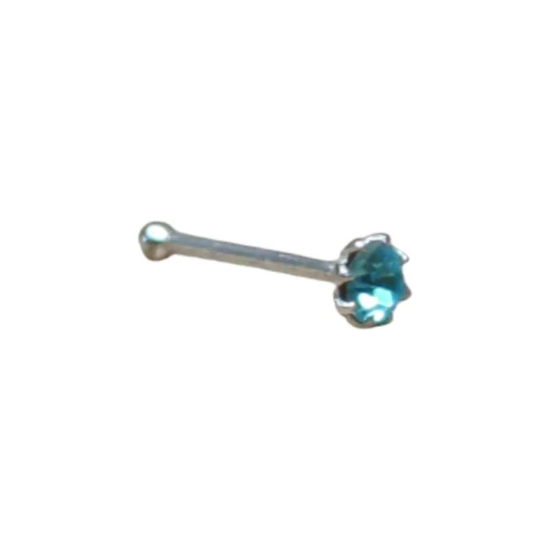 Zilveren Neuspiercing met Kristal Steentje 1.5mm - Violet - Dames